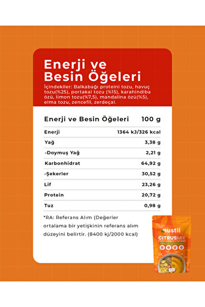 NUSTİL Citrus Mix Turunçgilli Toz Karışım 100g