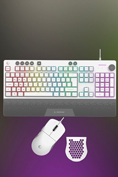 Rampage Gaming Oyuncu Klavye Mouse Set ECLIPSE Beyaz Usb RGB Aydınlatmalı Q K...