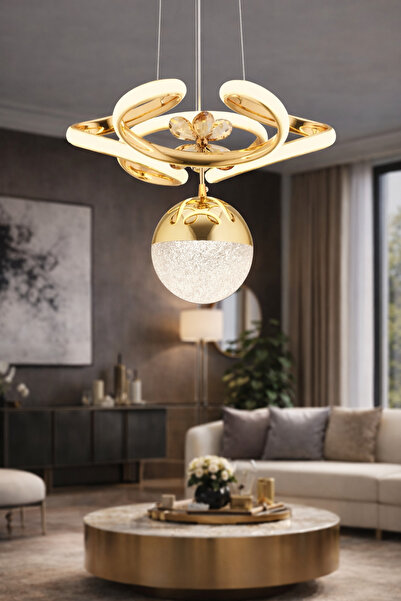 İstanbul Avize Dreon 3 Renk Gold Ledli Modern Avize