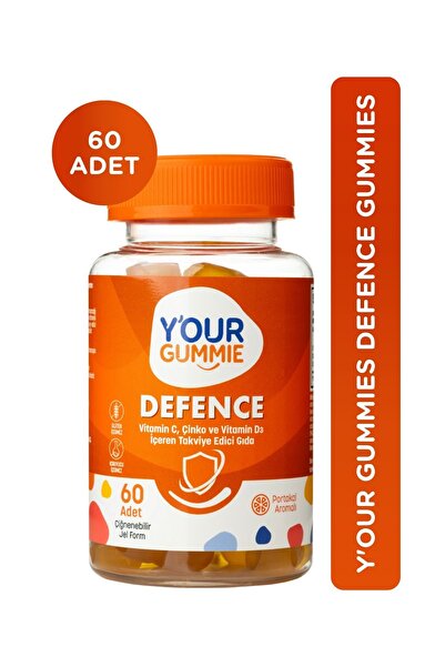 Y'our Gummie Defence Gummies 60 Adet C Vitamini, Çinko, D3 Vitamini içeren Çi...