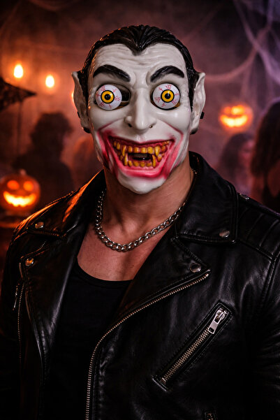 PARTİPORT Korku Vampir Maskesi Drakula Cadılar Bayramı Kostüm Maskesi Hallowe...
