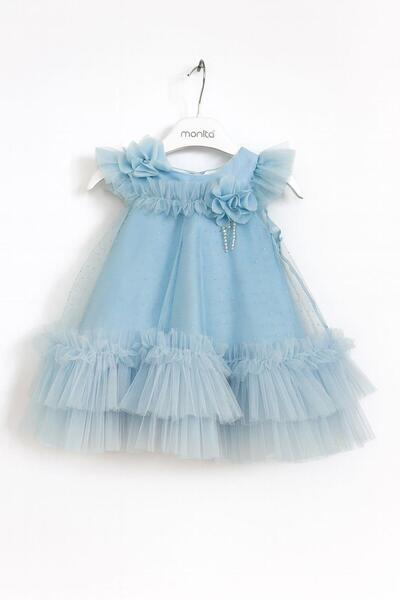 Miss Hely Girls Kids KIZ BEBEK 3208 TAŞ ÇİÇEK BROŞLU ABİYE GKMH0030