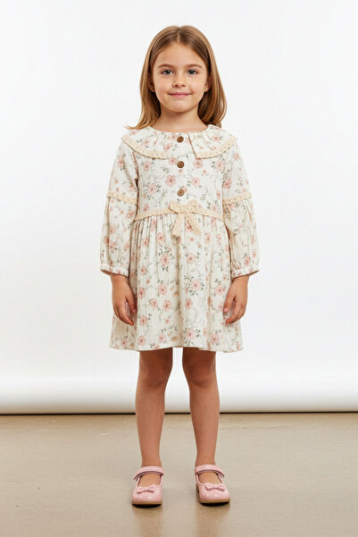 Fulla Moda 100% бавовняна сукня з мереживною комірцем для дівчинки