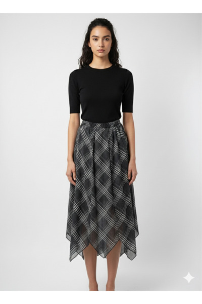 sarıdağ Asymmetrical Chiffon Skirt