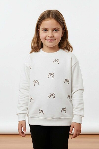 Fulla Moda Hanorac pentru fete cu broderie cu fundă și aplicații de piatră