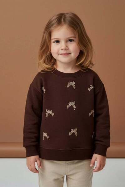 Fulla Moda Djevojačka majica sa mašnom Vezena Sa kamenčićima