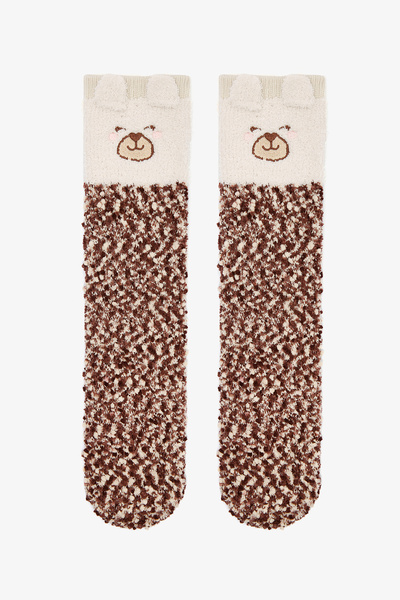 Penti Kırık Beyaz Sleepy Bear Ayı Nakışlı Ev Patiği