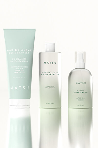 MATSU Derin Temizleyici 3lü Cilt Seti Jel Misel Su ve Temizleme Yağı