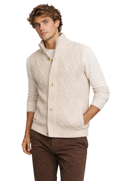 Çizgi Triko Men's Thick Knit Knitwear Vest Classic Fit with Buttons and Zippe...