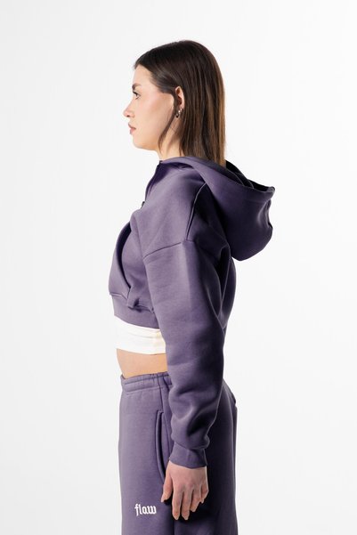Flaw Wear Flaw Embroidered Purple Zip Crop