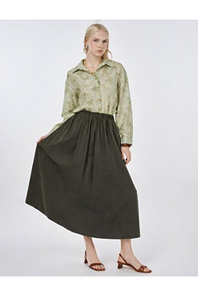 Kayra Cep Detaylı Çan Etek Haki