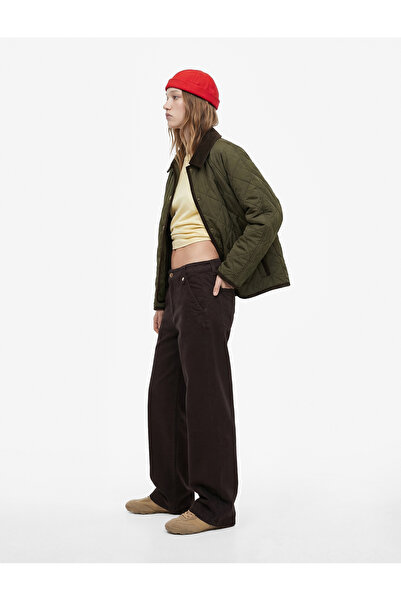 Koton Snap Button Pocket Detailed Long Sleeve Classic Collar Quilted Jacket