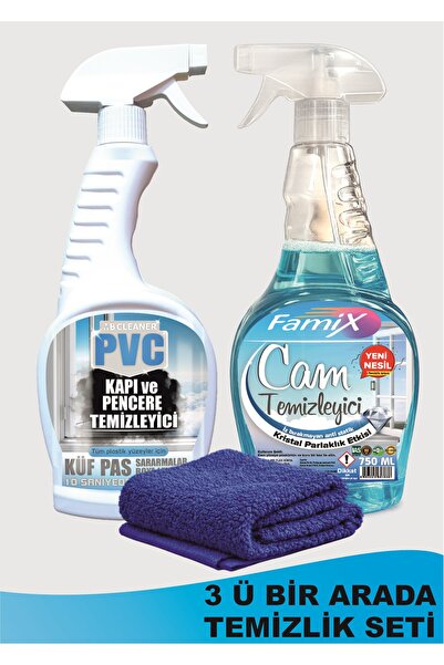 MB CLEANER CAM TEMİZLEYİCİ-PVC KAPI VE PENCERE TEMİZLEYİCİ + MİKROFİBER BEZ H...