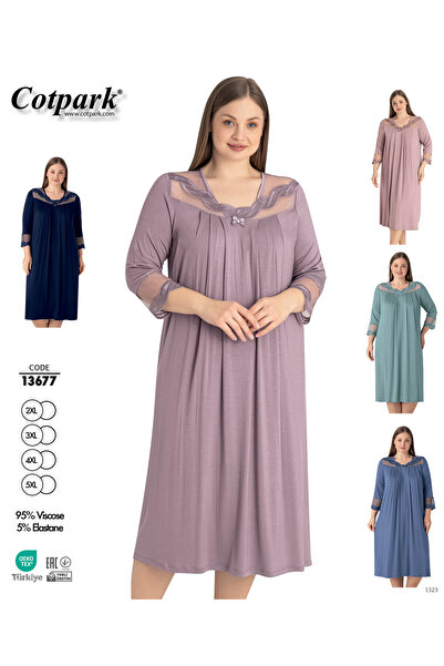 Cotpark Cămașă de noapte cu mânecă lungă din țesătură pieptănată din viscoză ...