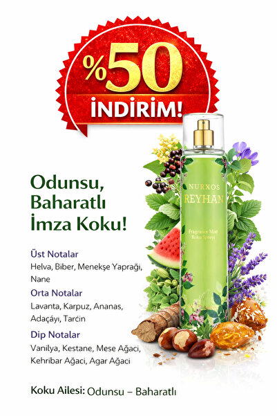 nurxos 9071 Reyhan 250 ML Kadın Erkek Koku Vücut Spreyi 868112469071