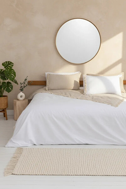 NDC HOME طقم غطاء لحاف أبيض مزدوج الجوانب مقاس كبير