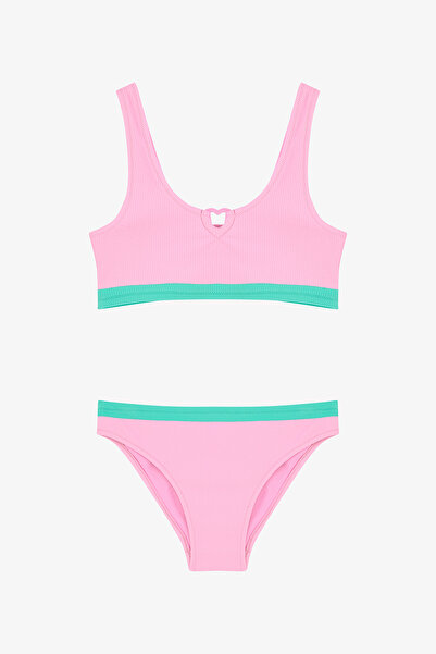 Penti Açık Pembe Genç Kız Halter Halter Yaka Bikini Takımı