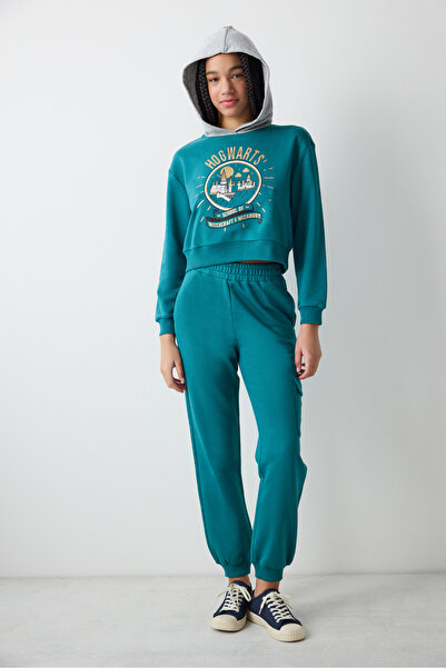 Penti Petrol Yeşili Harry Potter Baskılı Kapüşonlu Sweatshirt