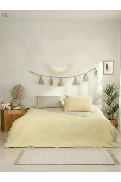 NDC HOME Комплект двустранен двоен плик за завивка в сиво и жълто