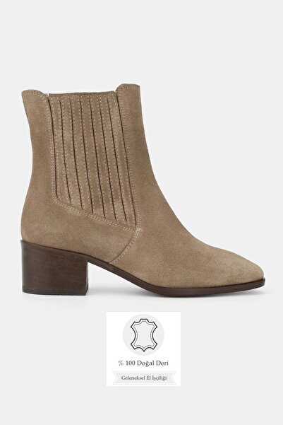TUNAELLİ KADIN VİZON SÜET HAKİKİ DOĞAL DERİ 34-42 NUMARA CHELSEA BOT & BOOTİE