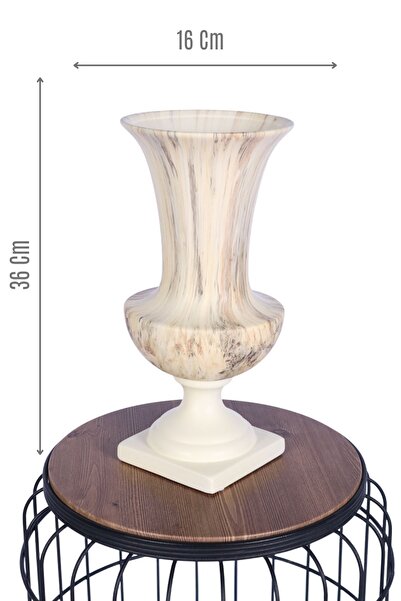 Yapay Çiçek Sitesi Marble Patterned Decorative Ceramic Vase 36 cm