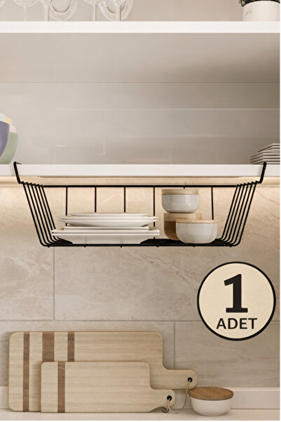 Bino Raf Altı Kanguru Sepet Siyah Paslanmaz Mutfak Dolap İçi Düzenleyici Askı...