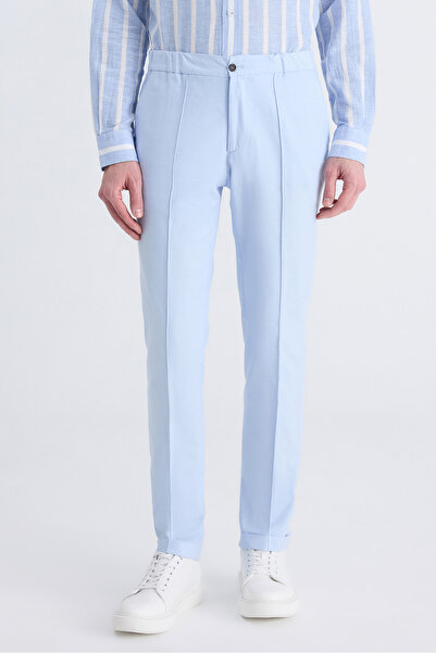 Twn Сlim Fit Сині штани-джоггери з армурою та додаванням льону