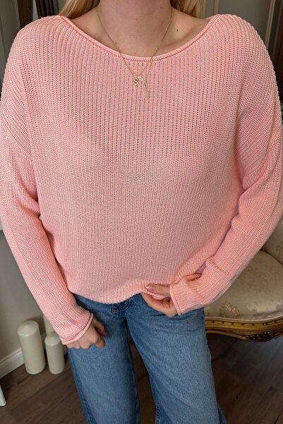 lizge giyim Kayik Yaka Basic Knitwear Sweater