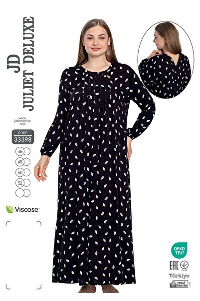 Juliet Deluxe فستان نسائي مقاس كبير من نسيج الفسكوز المنسوج بأكمام طويلة 33398