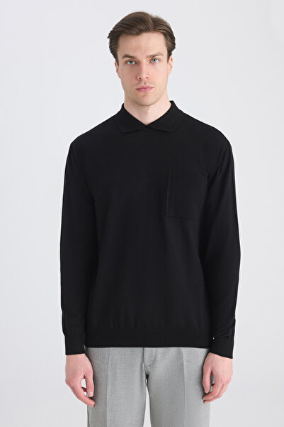 Twn Тънък черен пуловер
