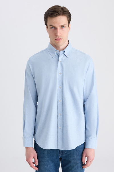 D'S Damat Πουκάμισο Ds Damat Comfort σε μπλε γαμπαρντίνα