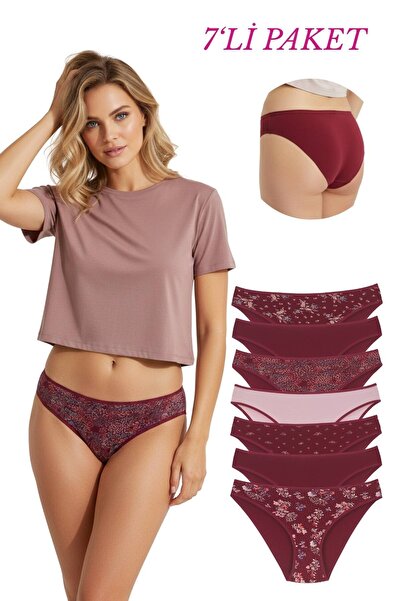 Newlilla 18001-5 Pachet de chiloți de bikini cu flori din 7 piese pentru feme...