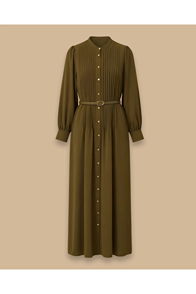 SCL Hakim Yaka Kemerli Uzun Elbise