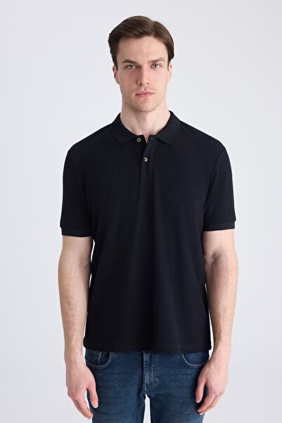 D'S Damat Ds Damat Regular Fit Lacivert Pike Dokulu %100 Pamuklu T-Shirt