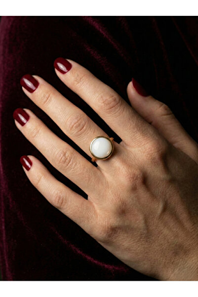 Candy Nuveria Obsidyen - Mineli Altın Kaplama Minimal Ayarlanabilir Yüzük