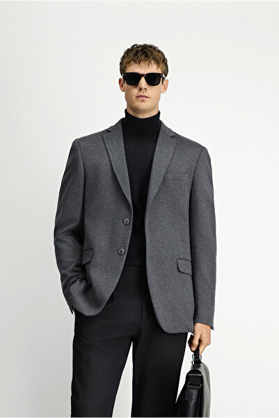 Kiğılı Regular Fit Pointed Collar Plain Dobby Wool Classic Suit