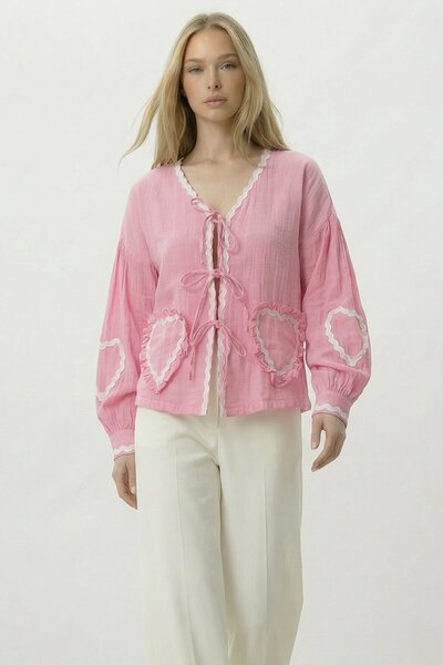 VAGGON Рожева куртка з вишивкою у вигляді серця