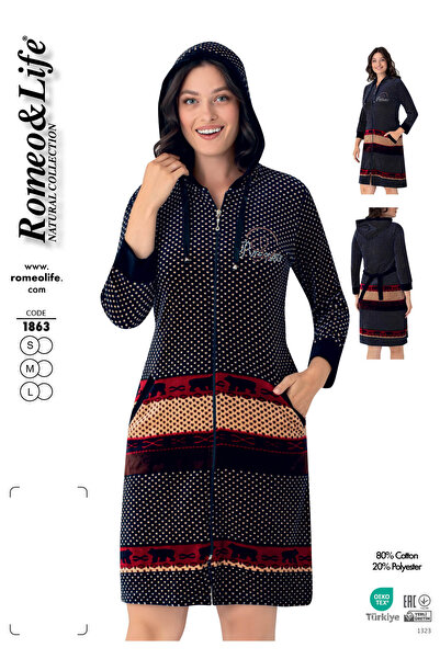 ROMEO LİFE Γυναικείο βελούδινο χειμερινό κοστούμι με βαμβακερή κουκούλα 1863