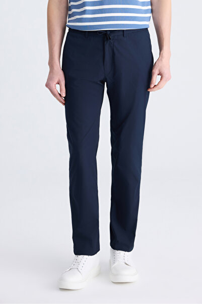 Twn Slim Fit Navy Blue Plain Cotton Jogger Pants