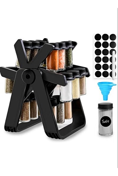 Dinex رف توابل دوار مع 18 برطمانًا، سعة 100 مل