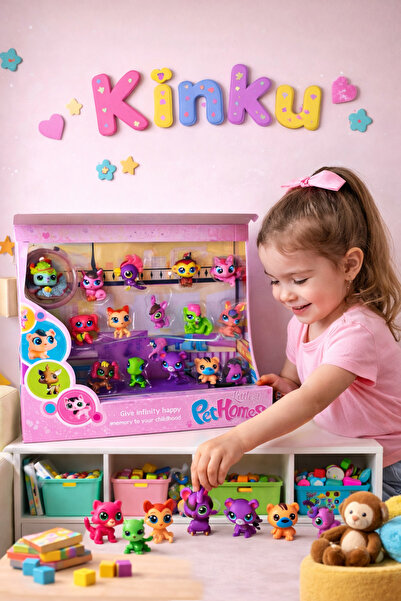 KİNKU Miniş Ailesi 15'li Pet Homes Kedili Oyuncak- Minişler Oyuncak Miniş Fig...