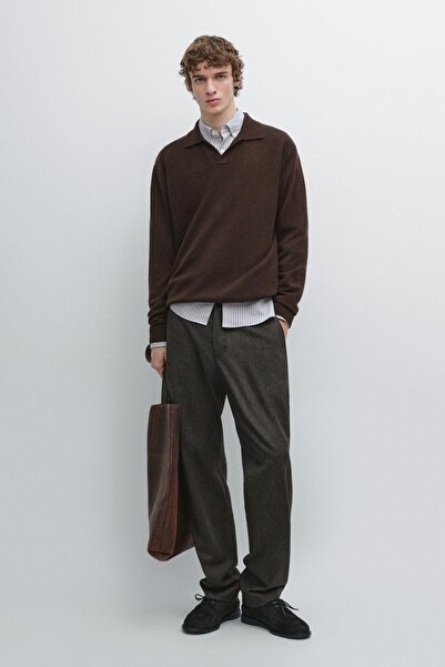 Massimo Dutti Wool blend twill trousers