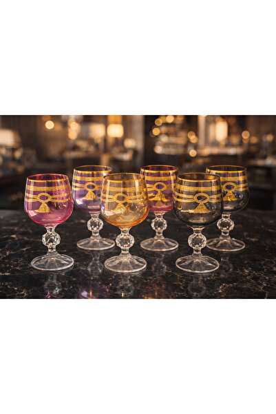 FERMATO Handmade Crystal Mixed Lustered 6-Piece Presentation Cup Coffee Side ...