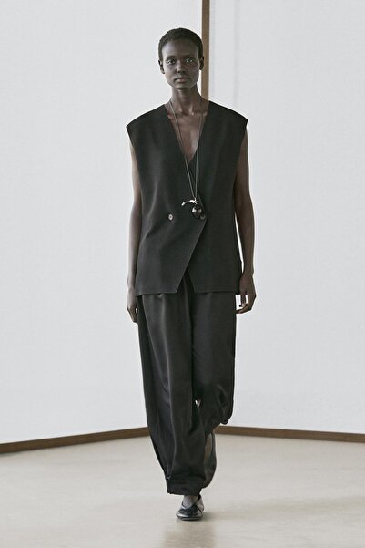Massimo Dutti Long waistcoat with crossover detail
