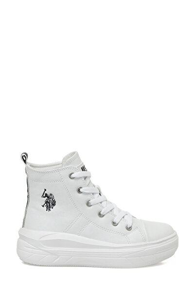 U.S. Polo Assn. كليمنتين PU JR 5PR أبيض للبنات مقاس عالي حذاء رياضي