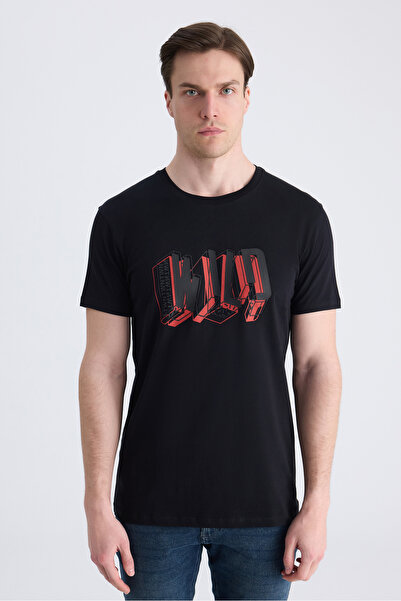 Twn Slim Fit Black Plain 100% Cotton T-Shirt