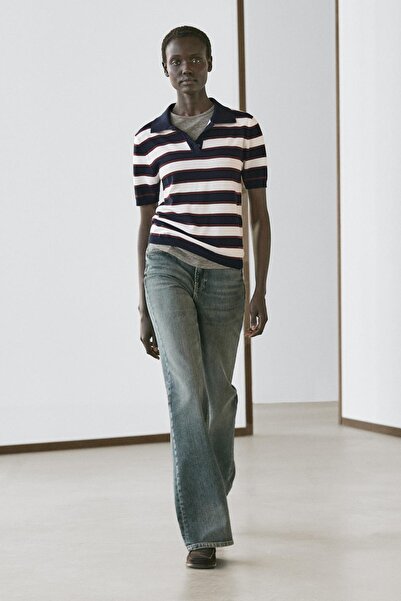 Massimo Dutti Striped knit polo jumper