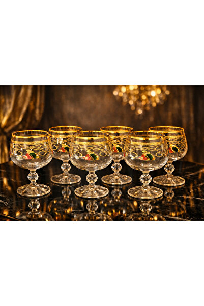 FERMATO Tassel Crystal 6 Pieces of Handcrafted Real Gold Coffee Side Water 25...