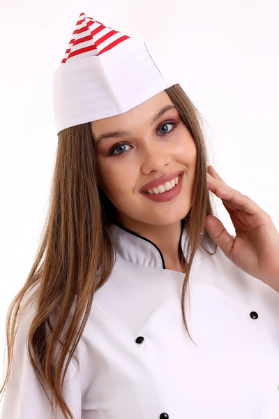 Bilenn Tekstil Μάγειρας Καπέλο Καΐκι - 902 P/v Κόκκινη Γραμμή