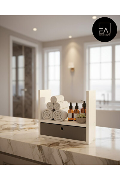 ediz ahşap minimal çekmeceli dekoratif çok amaçlı baharatlık tezgah düzenleyici
